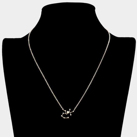 SAGITTARIUS Gold Dipped CZ Zodiac Necklace Constellation Star Sign Pendant - Picture 2 of 4